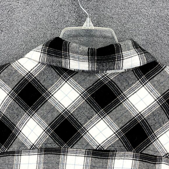 Lucky Brand Jacket Womens XL White Black Buffalo Plaid‎ Fleece Flannel - Picture 12 of 16